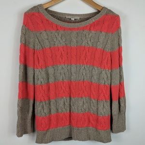Loft | Striped cable sweater L